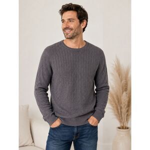 Karl Lagerfeld Paris XXL Gray Textured Knit Sweater Cotton Blend Crew Neck